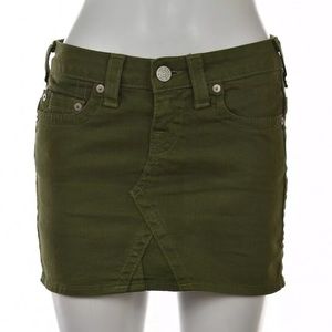 True Religion Olive Denim Mini Skirt